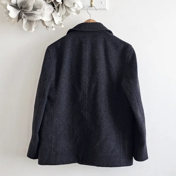 J.Crew Charcoal Wool Cashmere Peacoat Jacket Quilted Lining Womens Size M - Picture 3 of 15